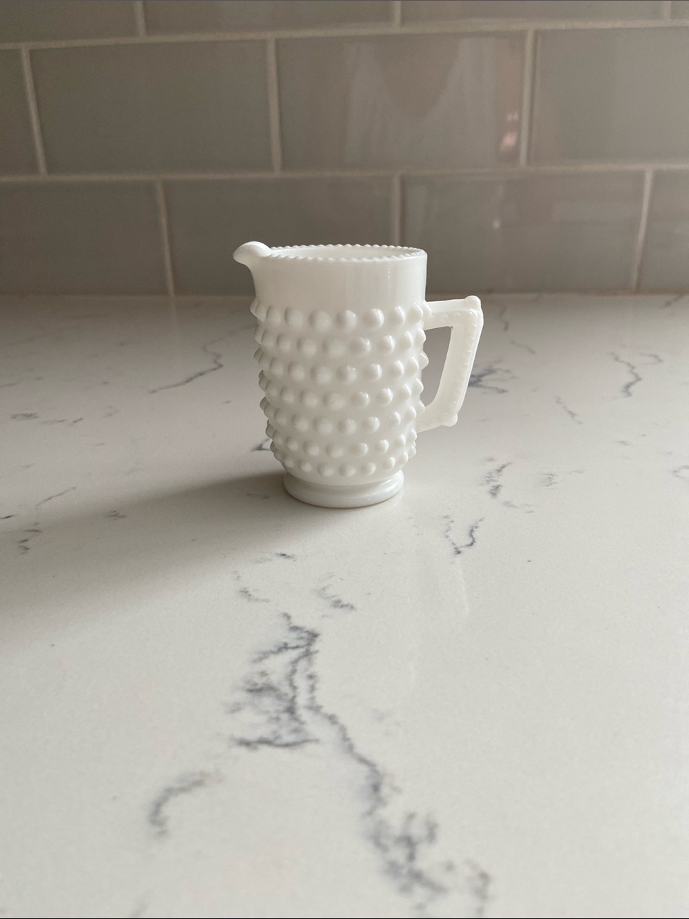 Vintage Fenton Hobnail Milk Glass Mini Creamer #3665
